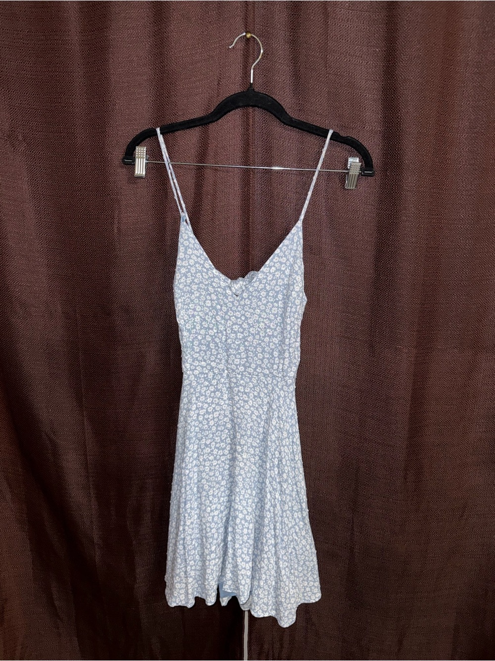Ditsy Floral Spaghetti-Strap Mini Dress - Light Blue